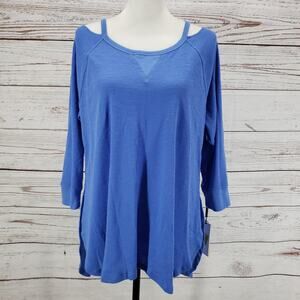 Calvin Klein Performance New Women's Blue Cold Shoulder Top Size Large